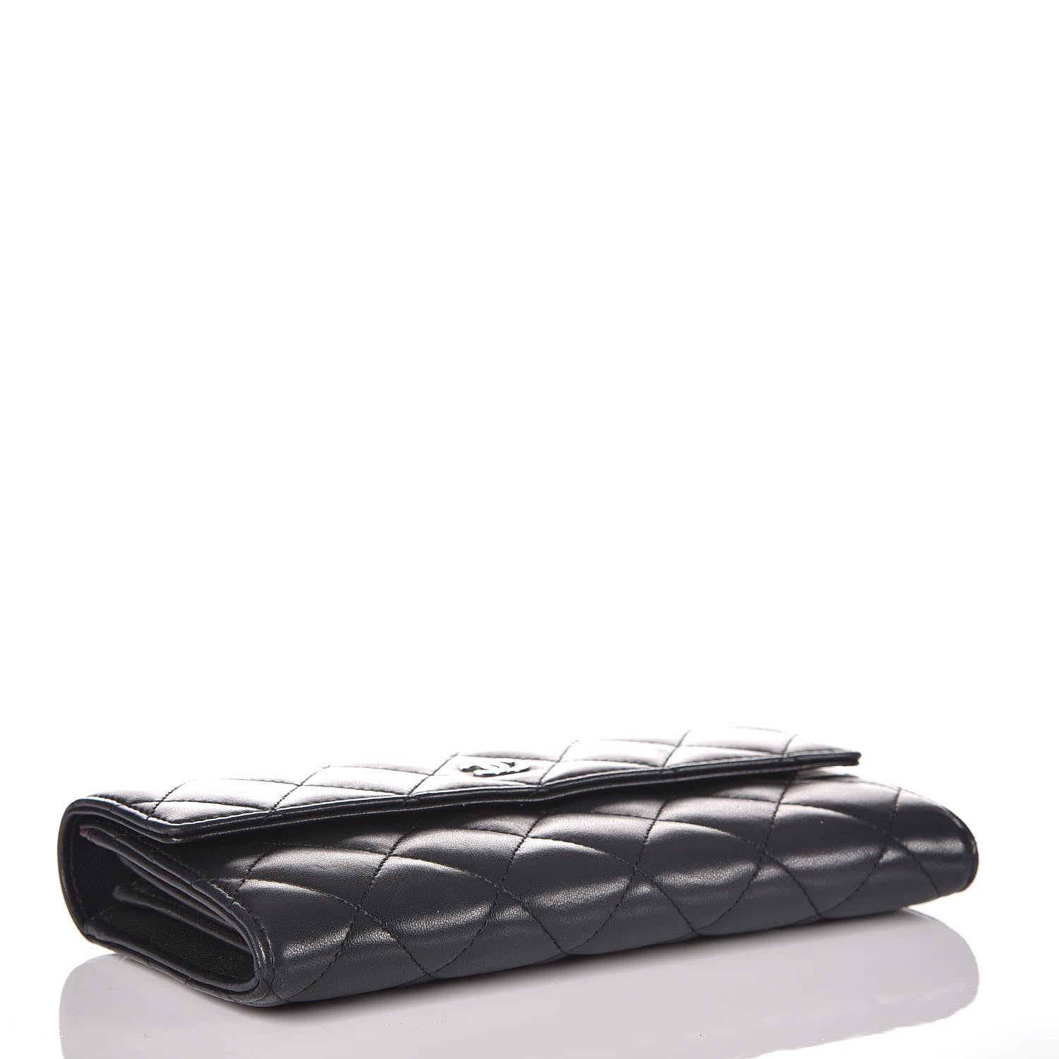 Chanel Lambskin Quilted Large Gusset Flap Wallet Black 4 of 10