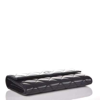 Chanel Lambskin Quilted Large Gusset Flap Wallet Black 4 of 10