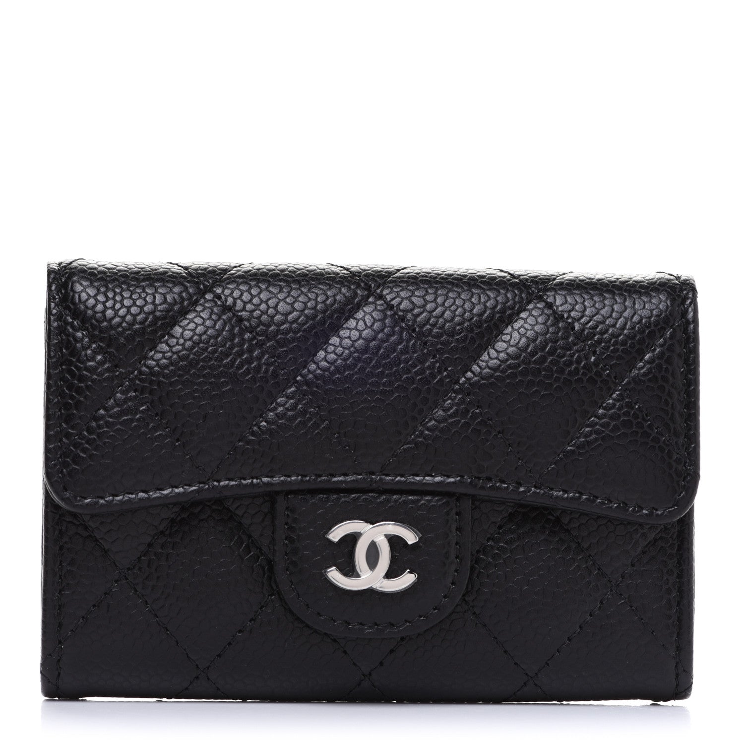 Chanel Caviar Quilted Flap Card Holder Wallet Black 1 of 9