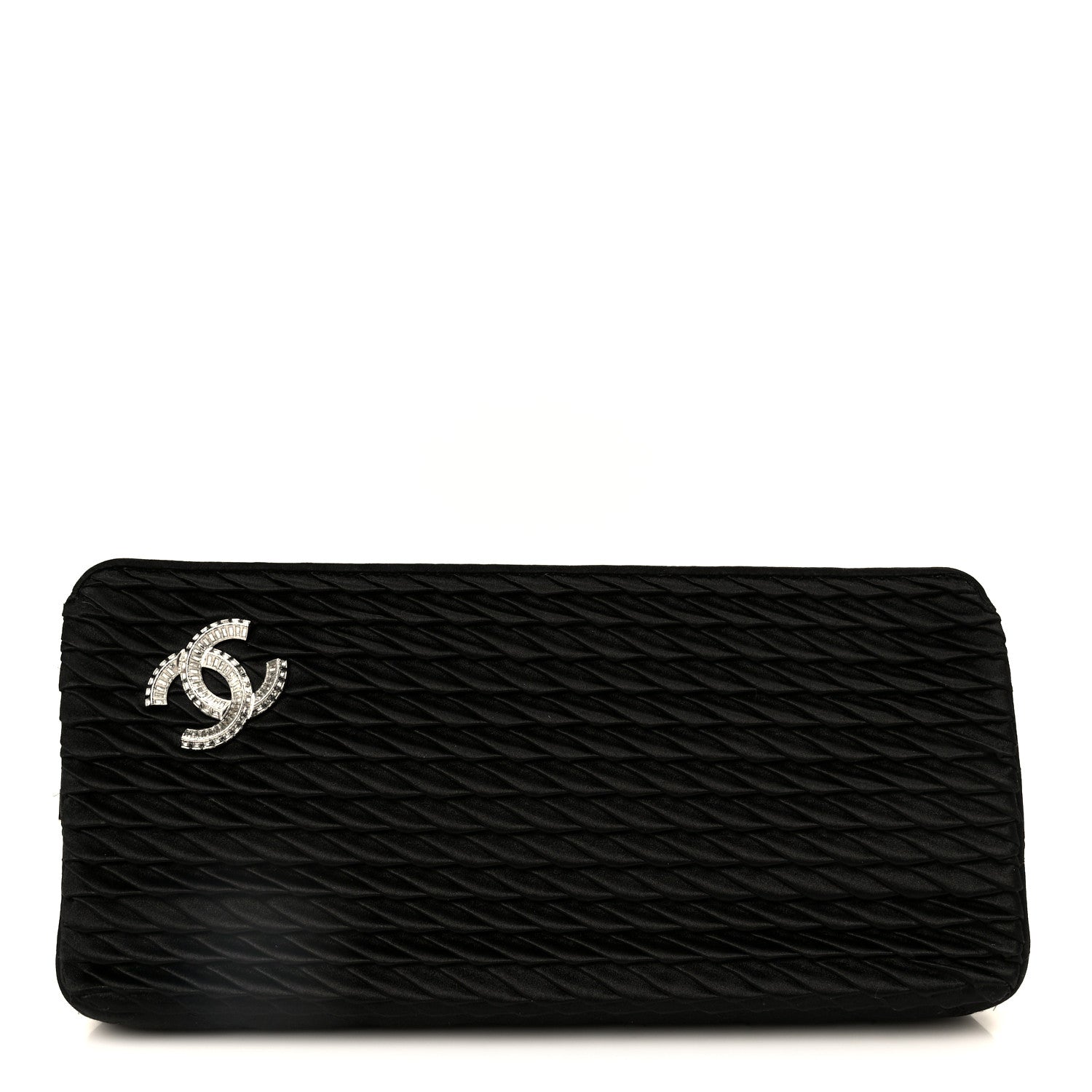 Chanel Satin Crystal Woven Clutch Black 1 of 11