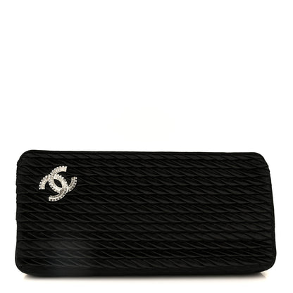 Chanel Satin Crystal Woven Clutch Black 1 of 11