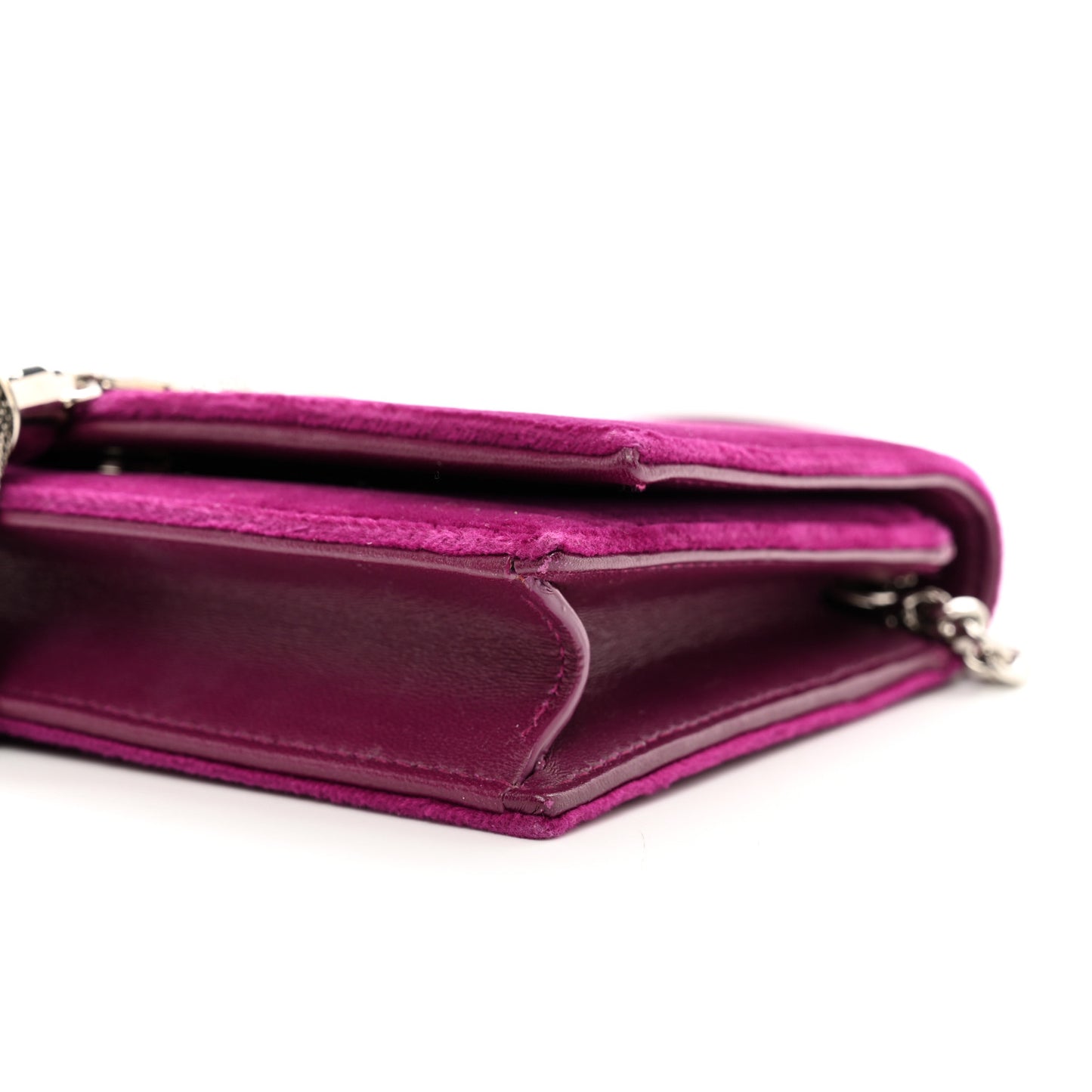 Velvet Crystal Monogram Kate Tassel Chain Wallet