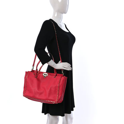 Valentino Garavani Vitello Medium Rockstud Tote Deep Rose 2 of 11