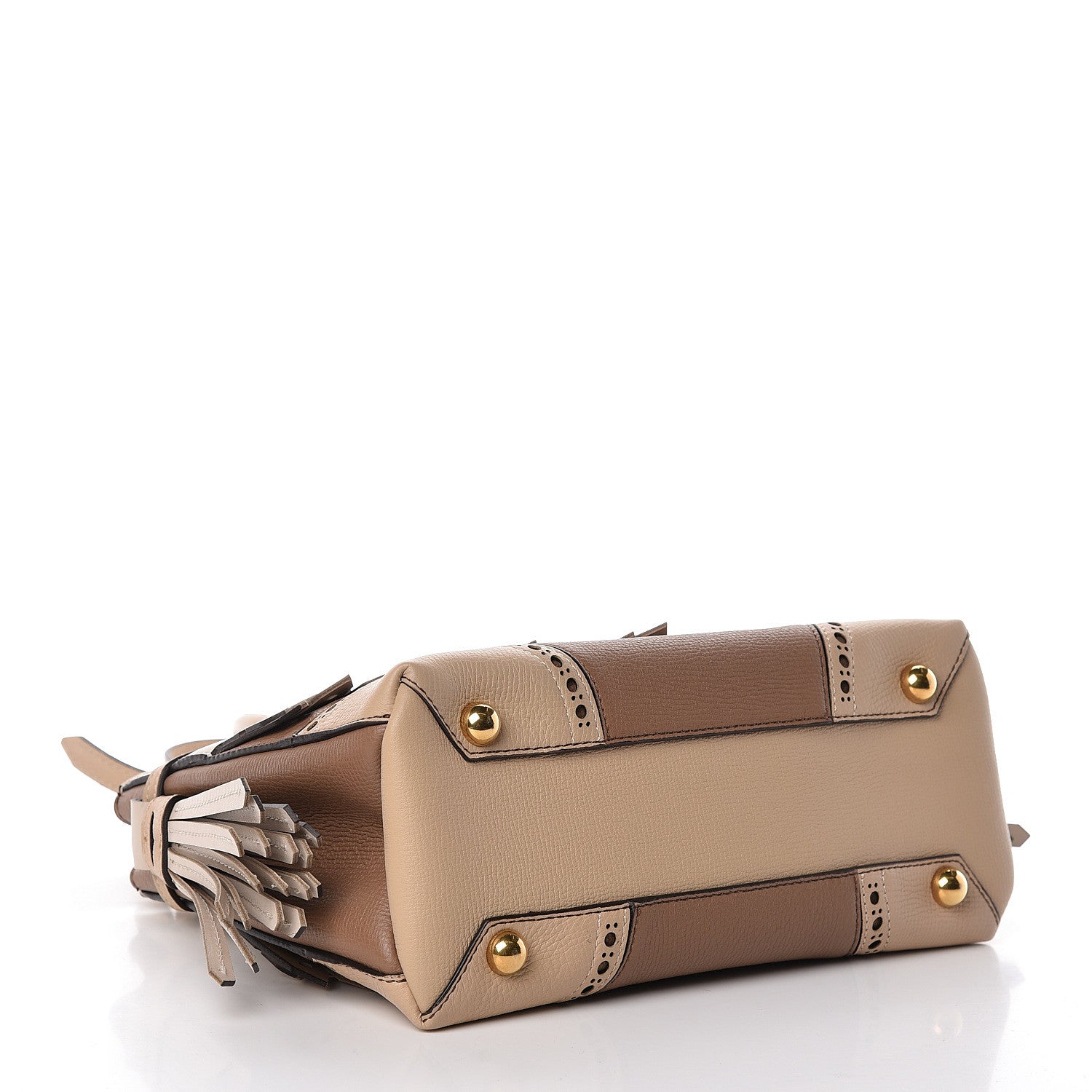 Burberry Calfskin Broguing Small Banner Tote Chino Multicolor 4 of 17