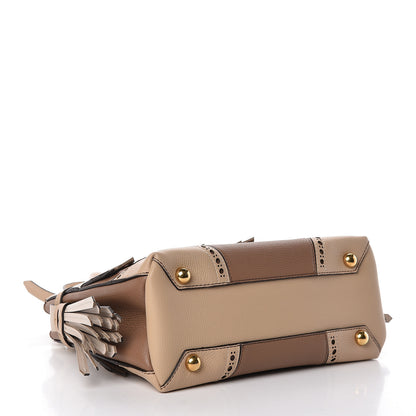 Burberry Calfskin Broguing Small Banner Tote Chino Multicolor 4 of 17