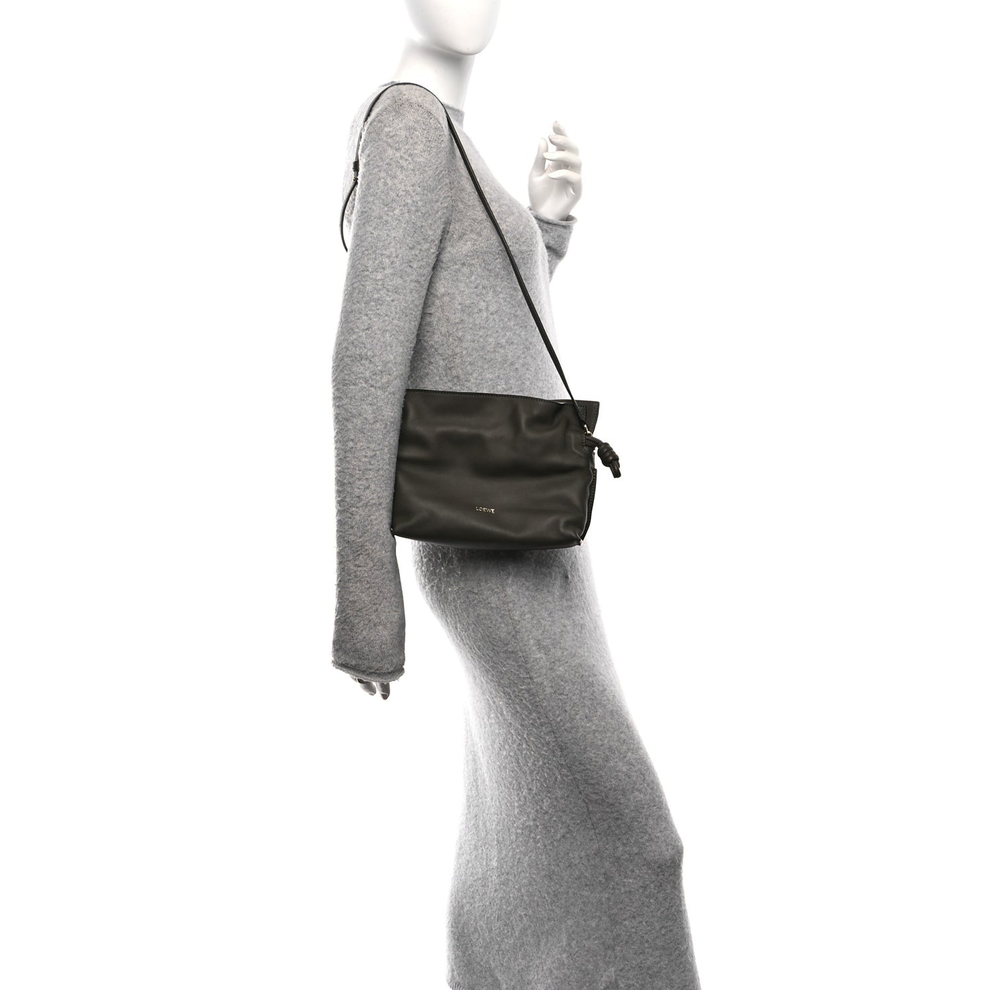 Calfskin Mini Flamenco Knot Clutch Vintage Khaki