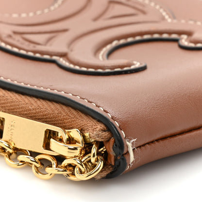 Celine Smooth Calfskin Cuir Triomphe Coin and Card Pouch With Hook Tan 10 of 12