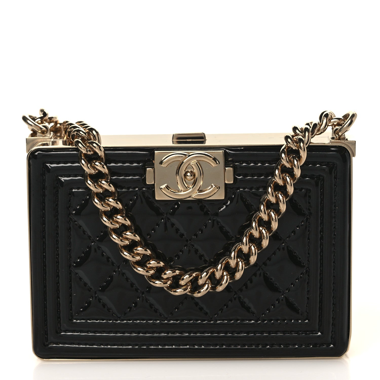 Chanel Patent Calfskin Boy Minaudiere Black 1 of 9