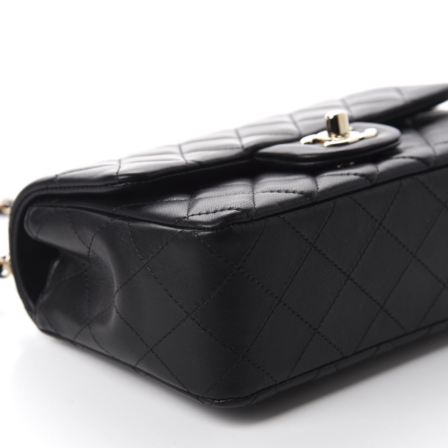 Lambskin Quilted Mini Rectangular Flap Black