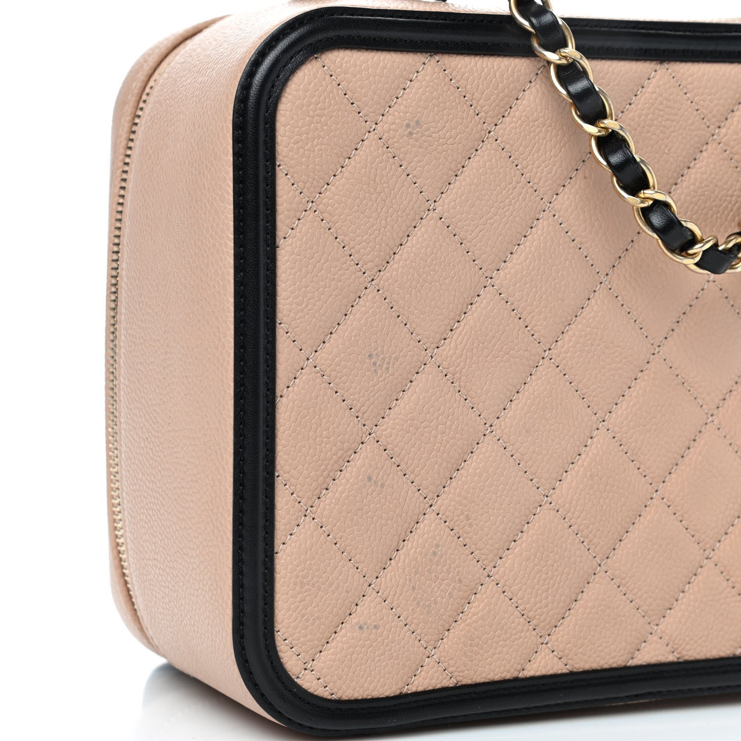 Chanel Caviar Quilted Large CC Filigree Vanity Case Beige Black 7 of 8