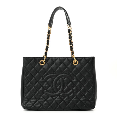 Caviar Quilted Grand Shopping Tote GST Black