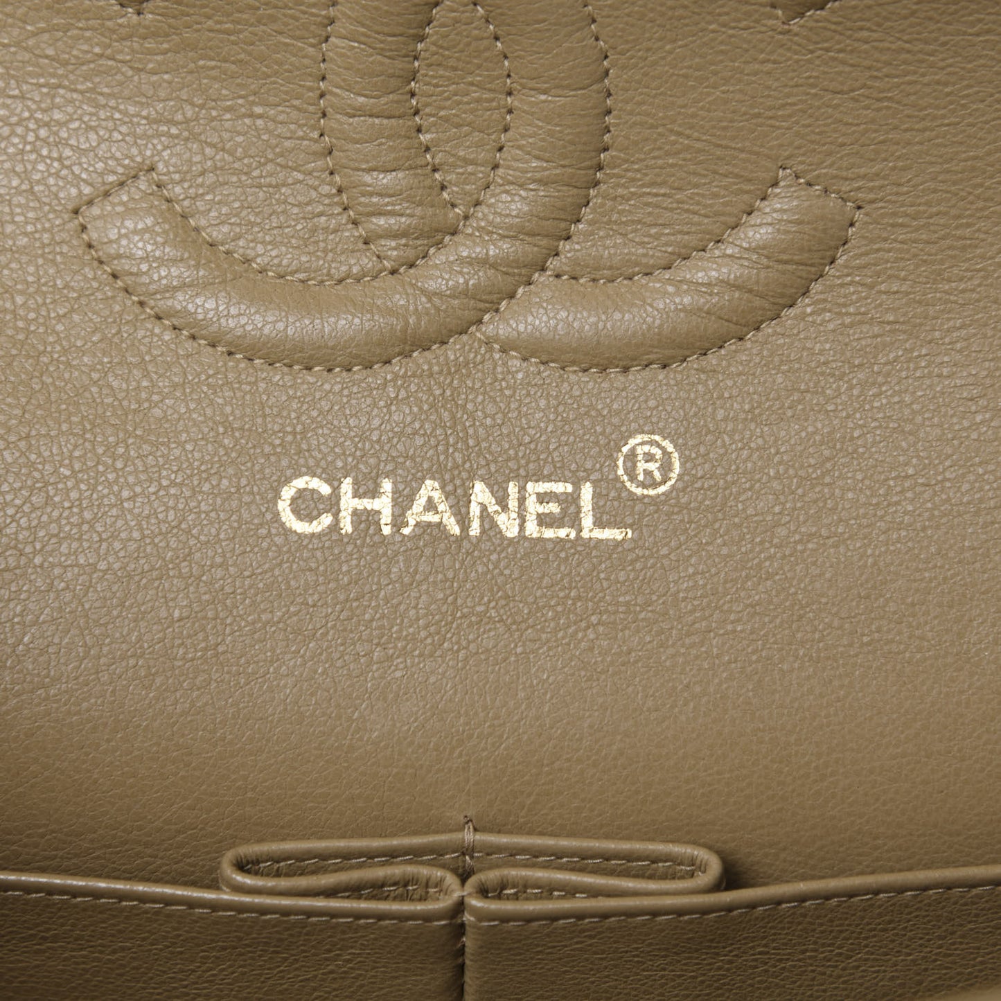 Lambskin Quilted Medium Double Flap Beige