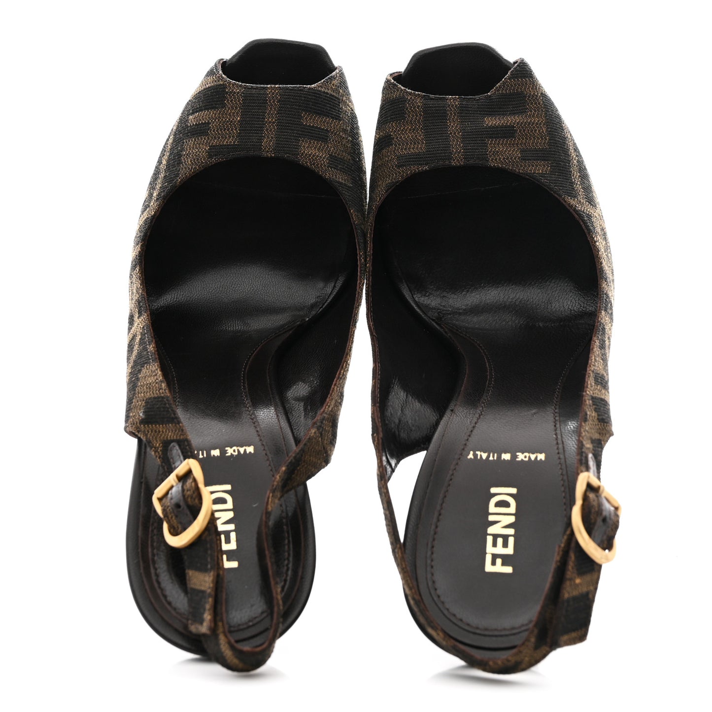 Zucca Slingback Platform Peep Toe Pumps 37.5 Tobacco Black