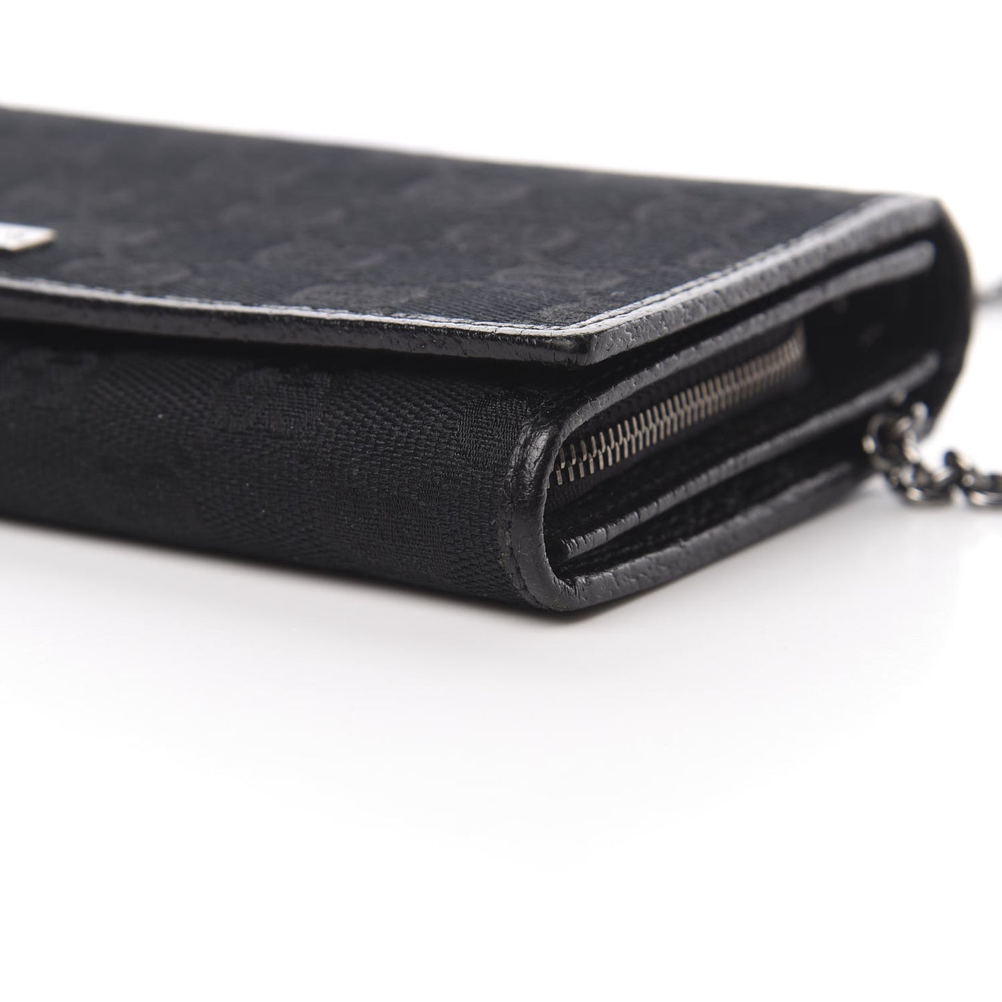 Monogram Metal Bar Chain Wallet Black