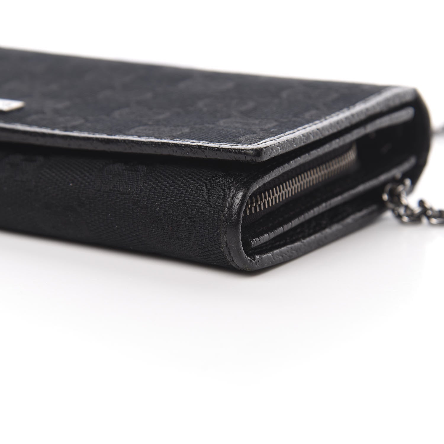 Gucci Monogram Metal Bar Chain Wallet Black 10 of 13