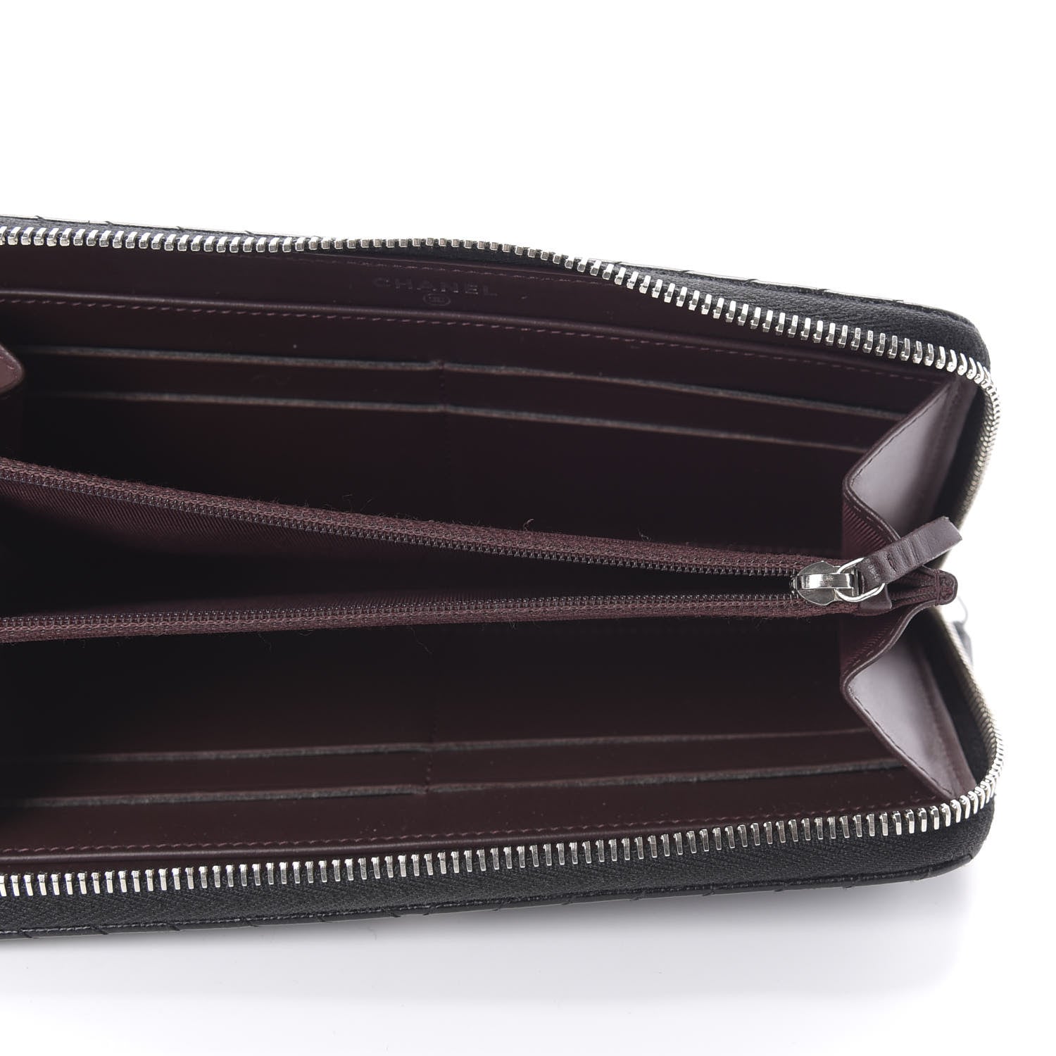 Chanel Caviar Chevron Quilted Large Gusset Zip Around Wallet Black 5 of 10