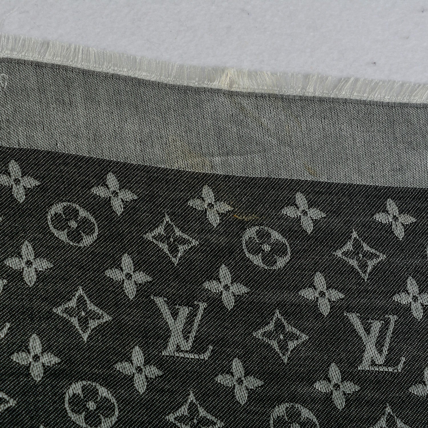 Louis Vuitton Wool Silk Monogram Denim Shawl Black 6 of 7