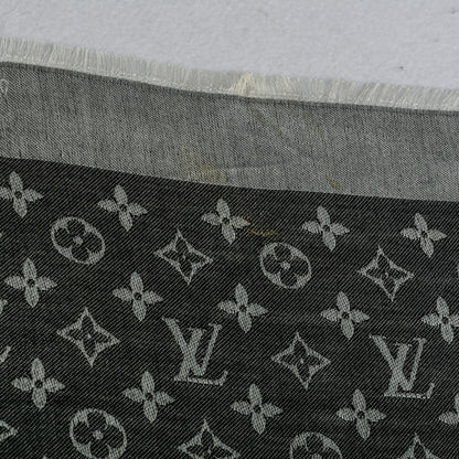 Louis Vuitton Wool Silk Monogram Denim Shawl Black 6 of 7