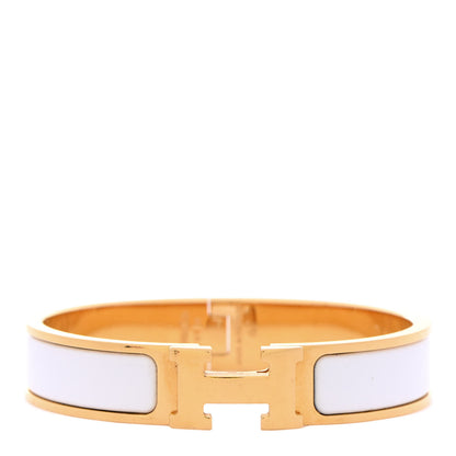 Hermes Enamel Narrow Clic Clac H Bracelet PM White 1 of 4