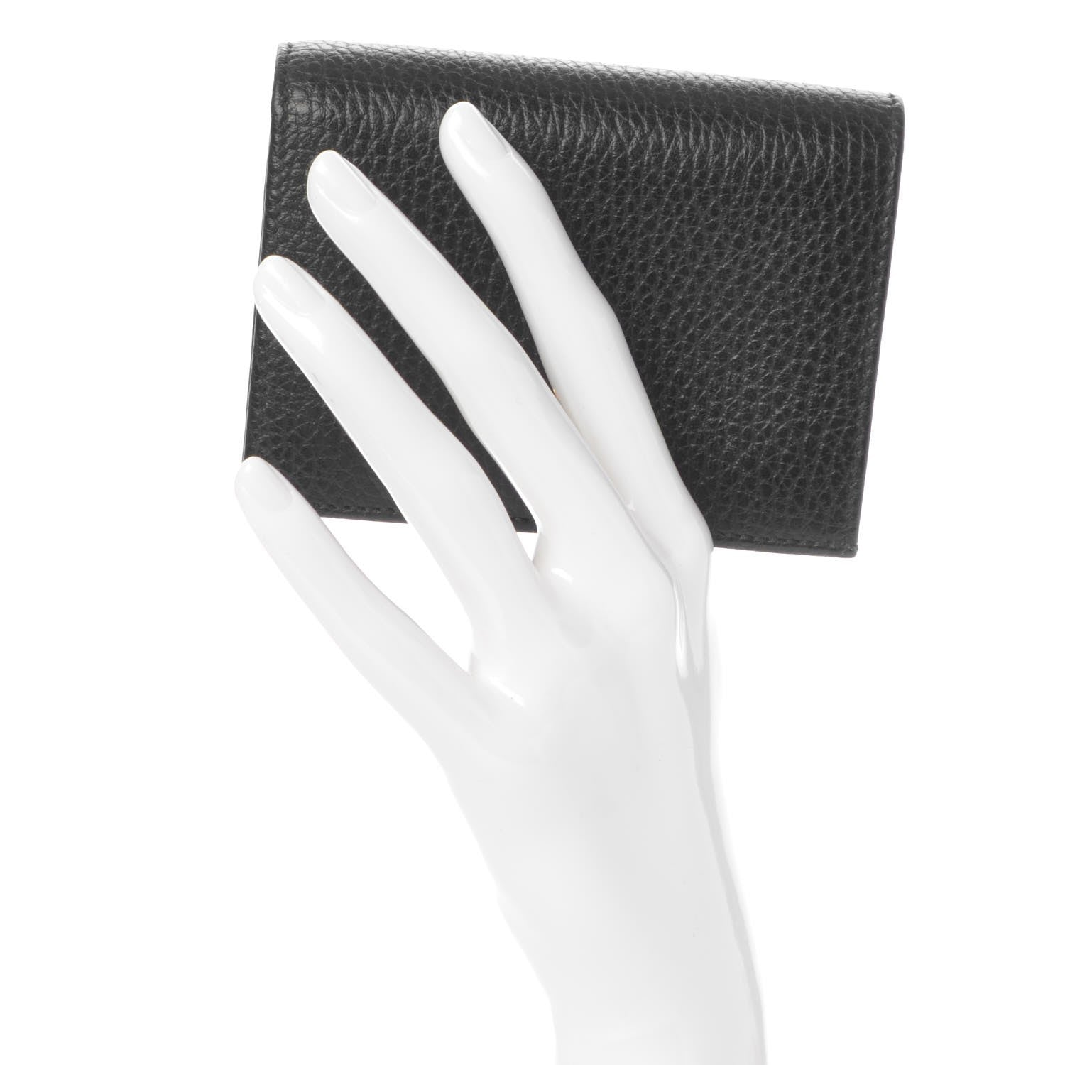 Gucci Pebbled Calfskin GG Marmont Card Case Black 2 of 8