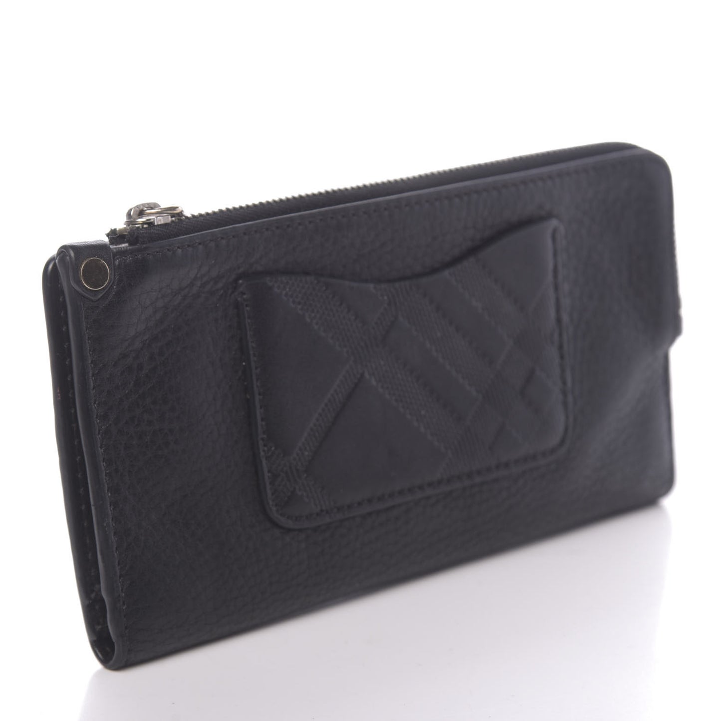 Grainy Calfskin Zip Wallet Black