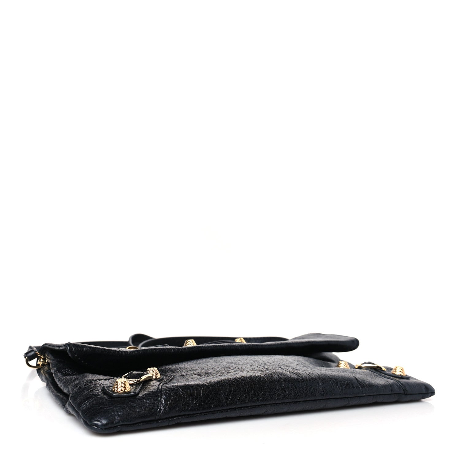 Balenciaga Agneau Giant 12 Gold Hardware Envelope Strap Clutch Black 3 of 8