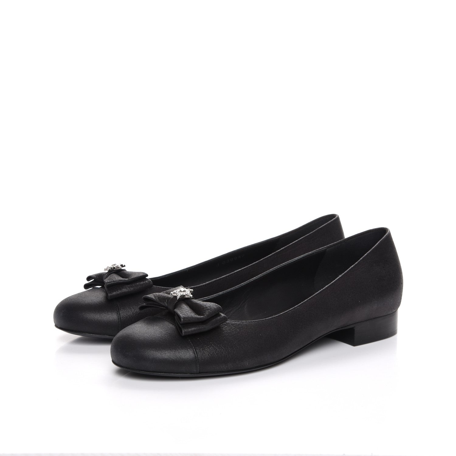 Chanel Buffalo Glitter Bow Ballerina Flats 38.5 Black 3 of 8