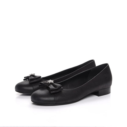 Chanel Buffalo Glitter Bow Ballerina Flats 38.5 Black 3 of 8