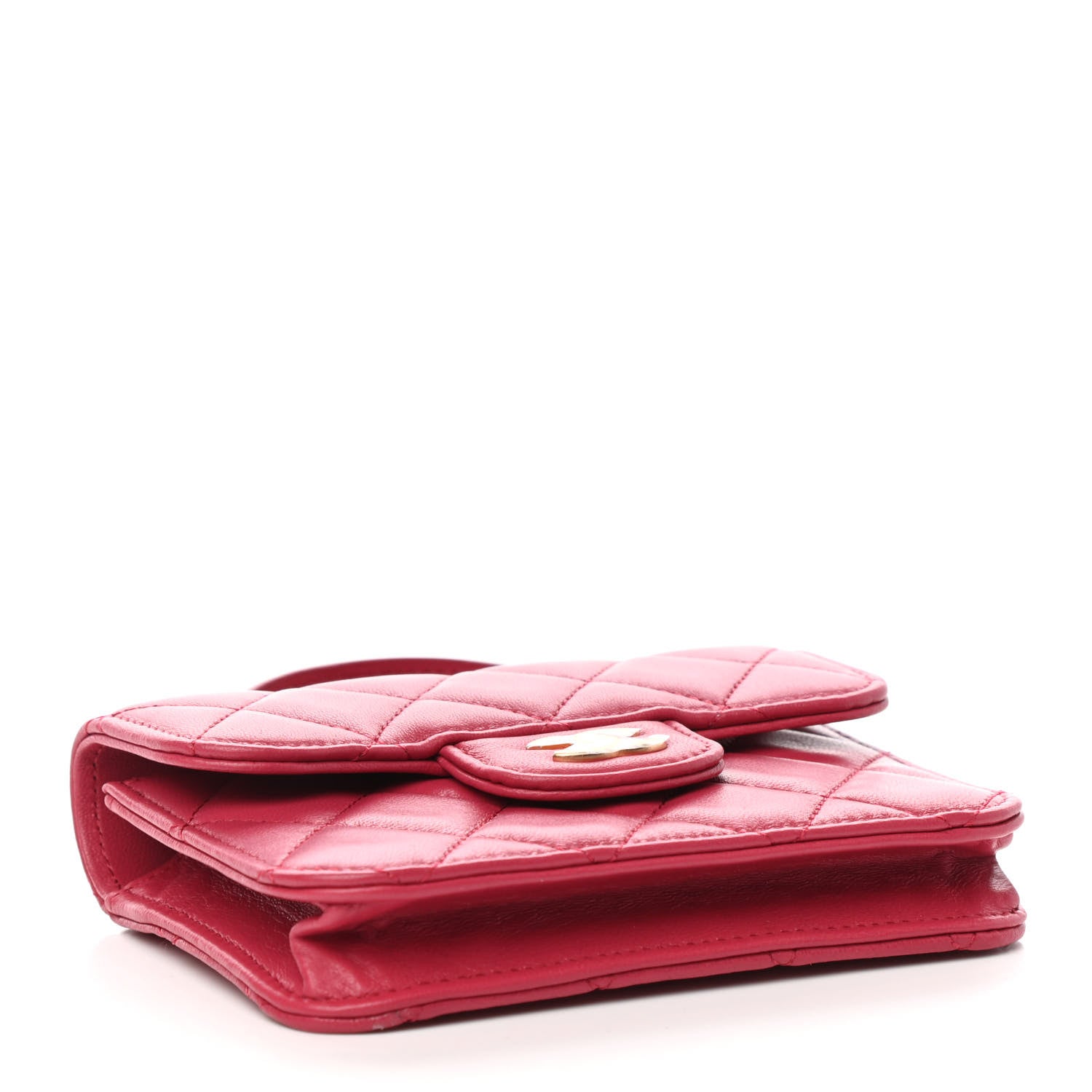 Chanel Lambskin Quilted Top Handle Flap Coin Purse With Chain Dark Pink 4 of 12