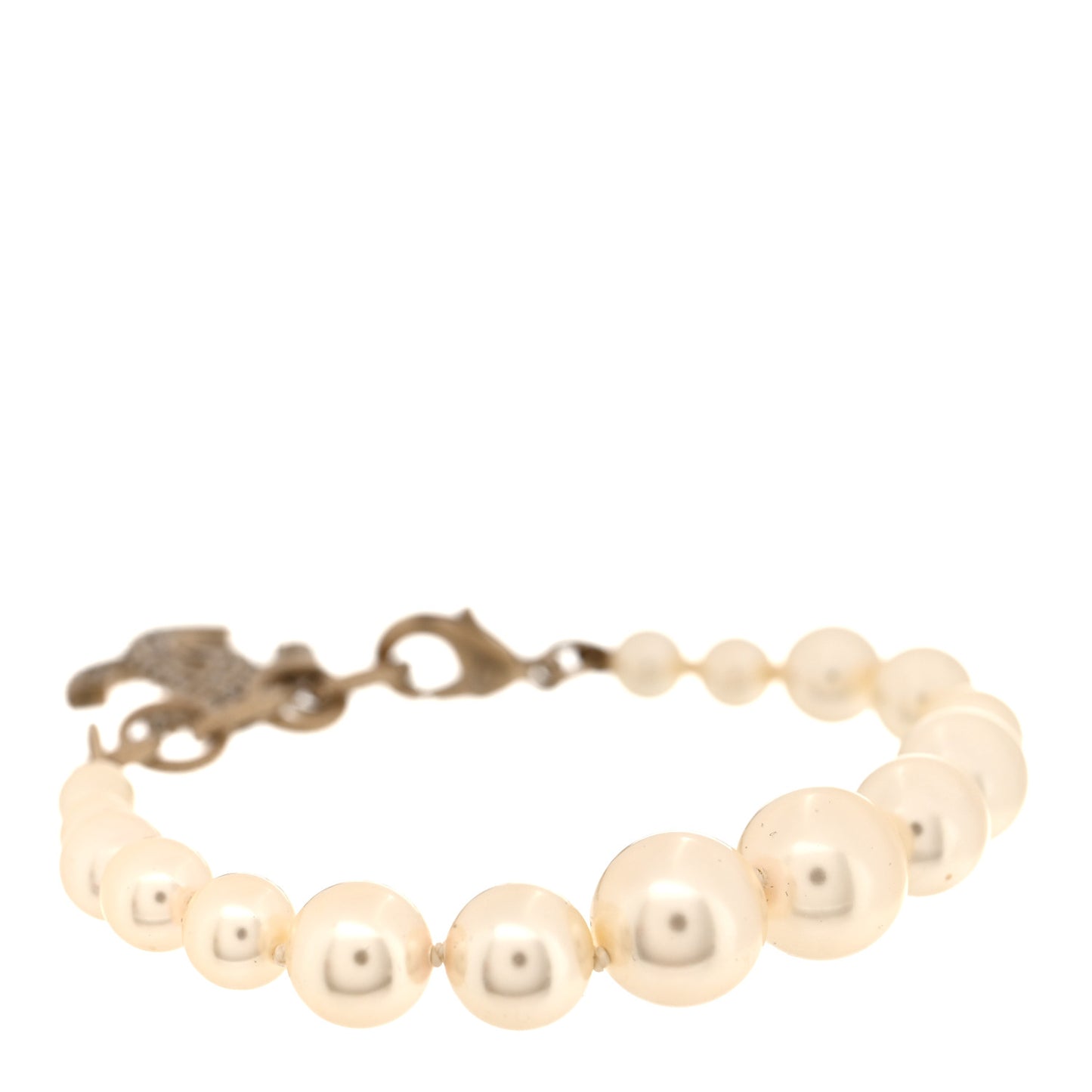 Graduated Pearl Crystal CC Bracelet Gold