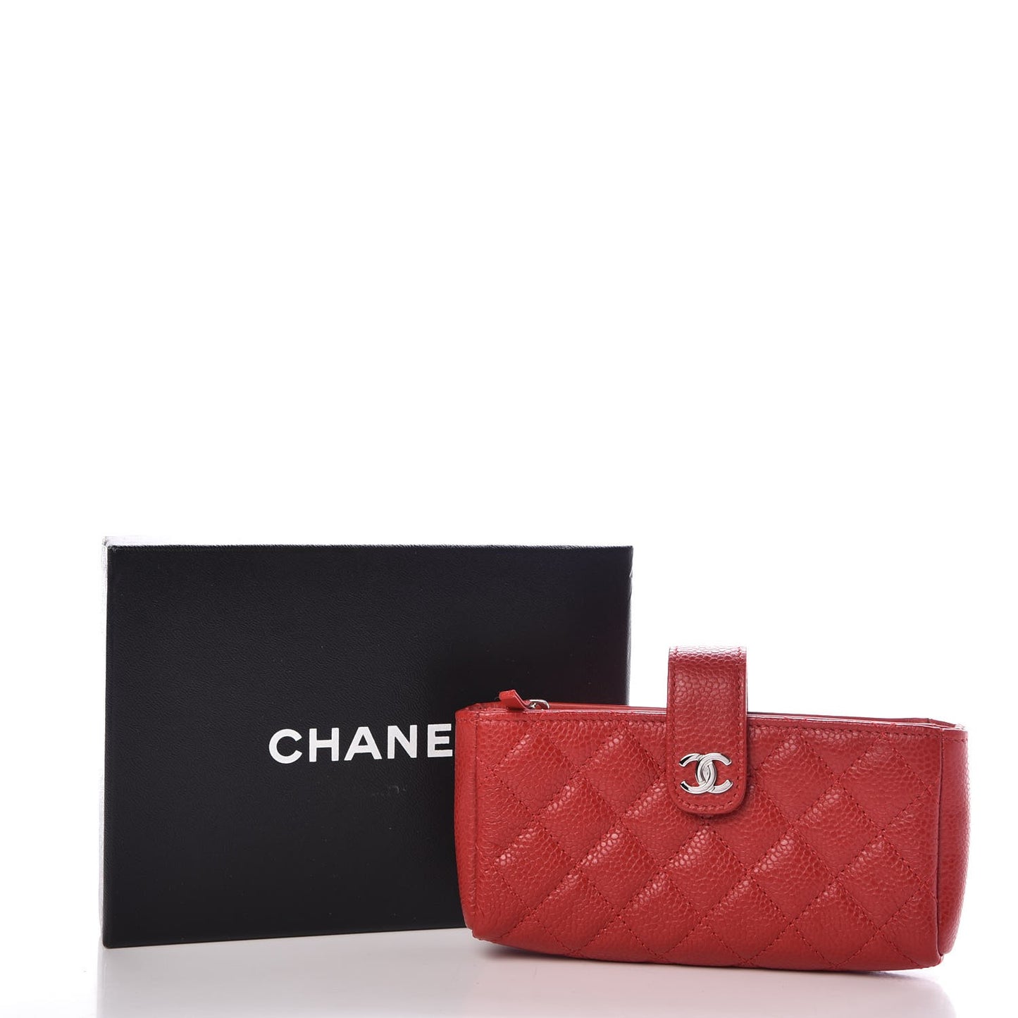 Caviar Quilted Mini Phone Holder Clutch Red