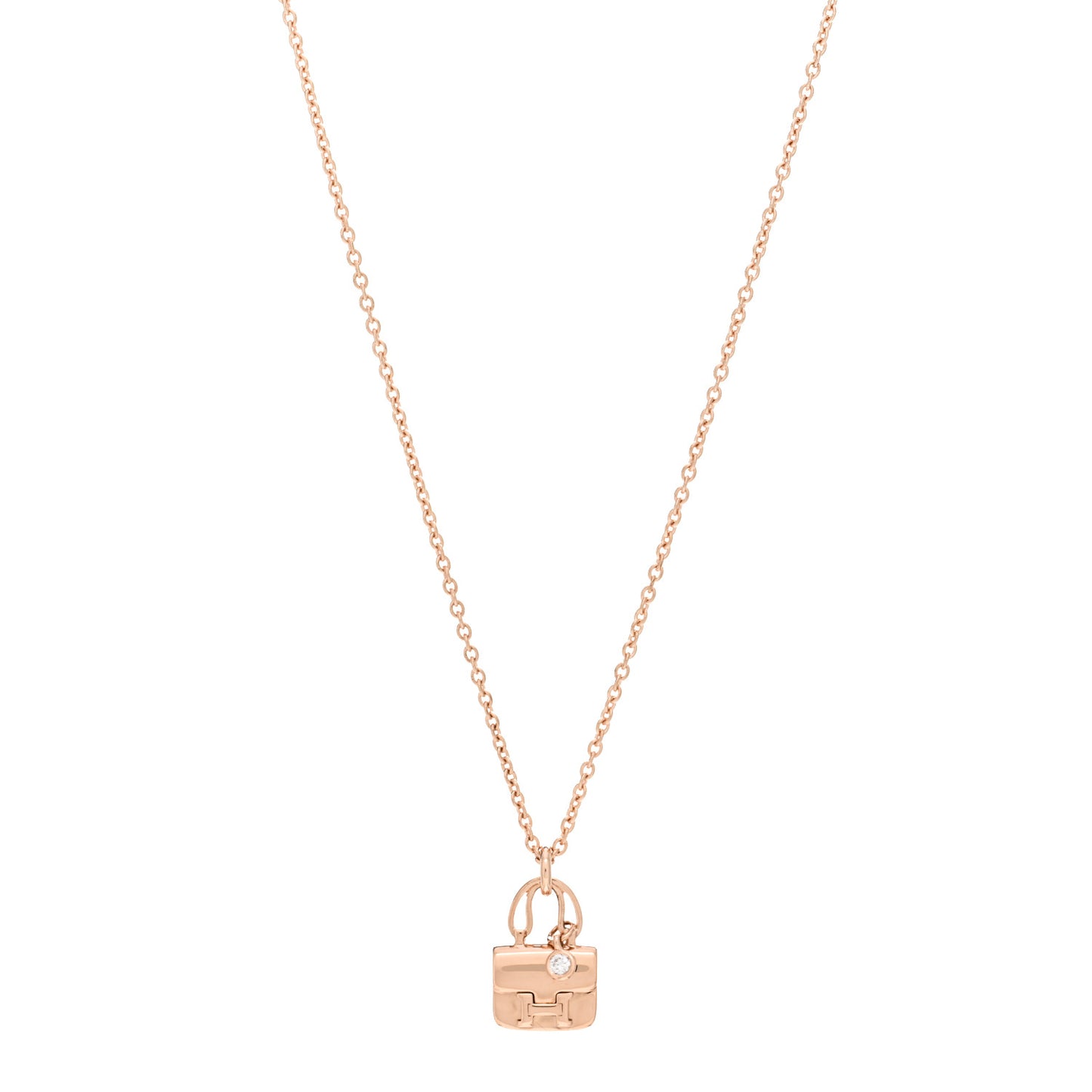 18K Rose Gold Diamond Constance Amulettes Charm Pendant Necklace