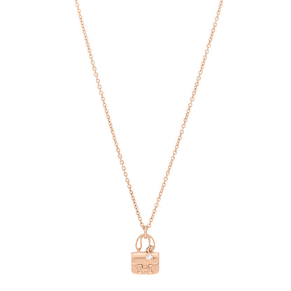 Hermes 18K Rose Gold Diamond Constance Amulettes Charm Pendant Necklace 1 of 3