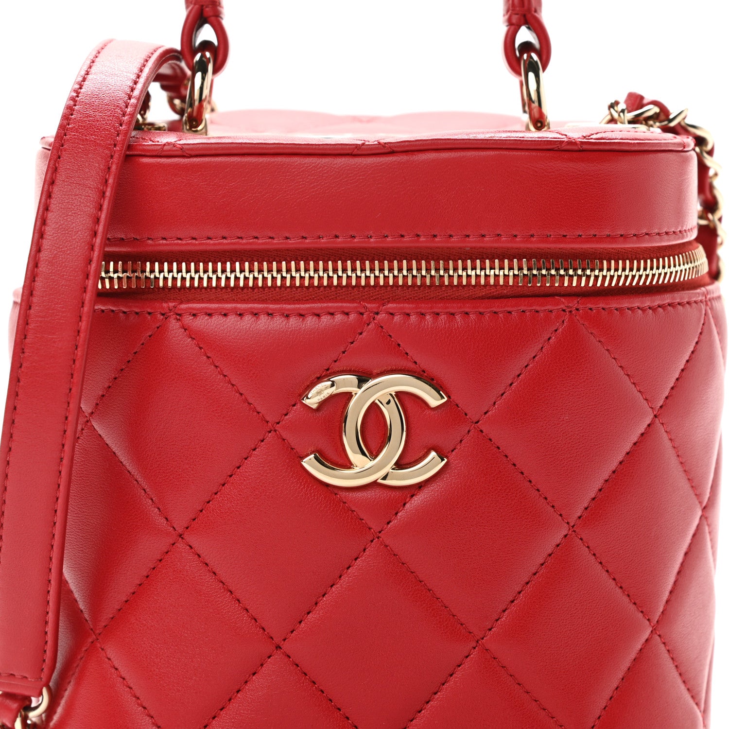 Chanel Lambskin Quilted Trendy Vanity Case Red 8 of 11