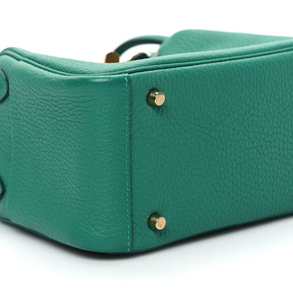 Hermes Taurillon Clemence Mini Lindy 20 Vert Vertigo 9 of 12