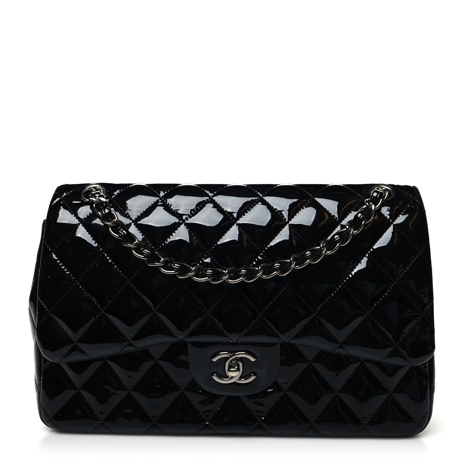 Chanel Patent Quilted Jumbo Double Flap Black 1 of 11