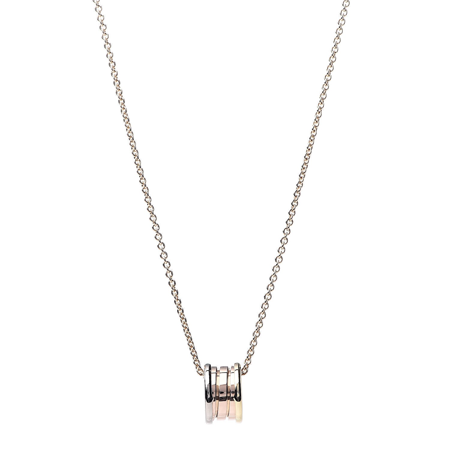 Bulgari 18K Rose White Yellow Gold B.Zero1 Pendant Necklace 1 of 7