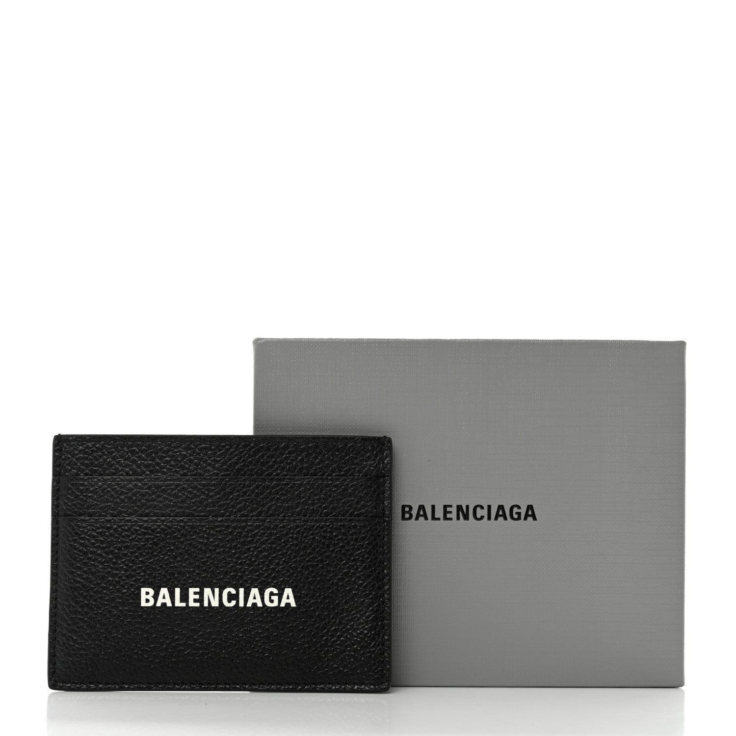 Balenciaga Grained Calfskin Logo Cash Card Holder Black White 8 of 8
