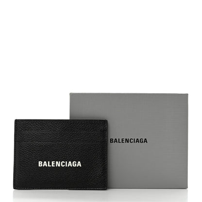 Balenciaga Grained Calfskin Logo Cash Card Holder Black White 8 of 8