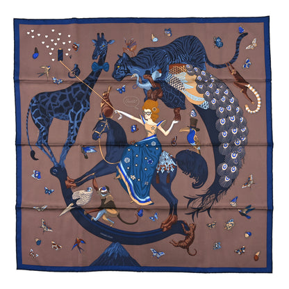 Hermes Silk Hermes Story Scarf 90 Marron Glace Bleu 1 of 3