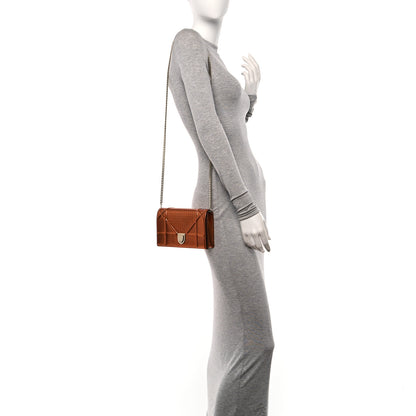 Christian Dior Metallic Patent Micro-Cannage Diorama Wallet on Chain Pouch Orange 2 of 10