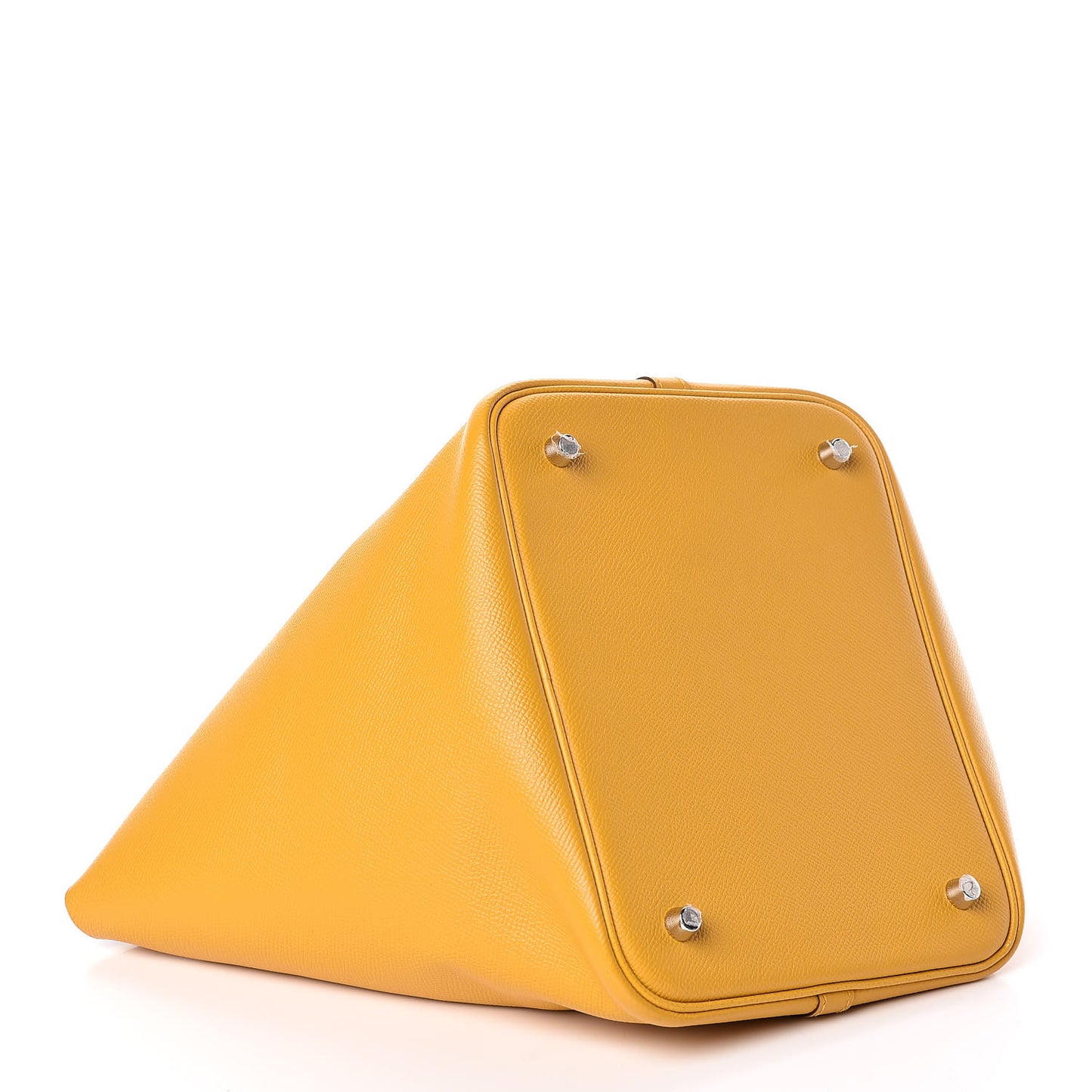 Epsom Tressage De Cuir Picotin Lock 22 MM Jaune Ambre Brique White