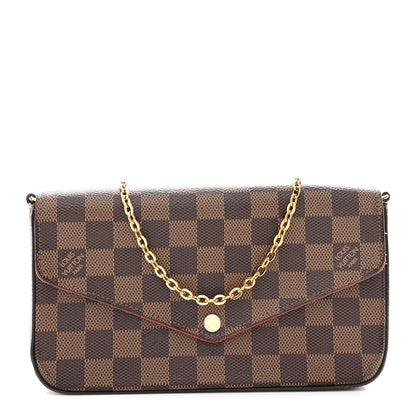 Louis Vuitton Damier Ebene Pochette Felicie Chain Wallet 1 of 13