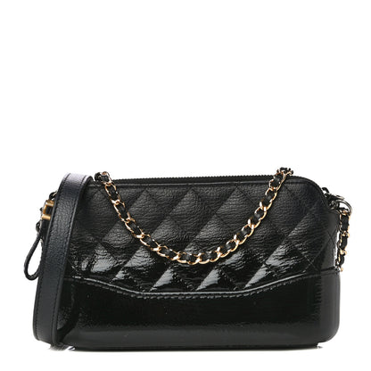 Chanel Patent Goatskin Quilted Small Gabrielle Clutch With Chain Black 1 of 16