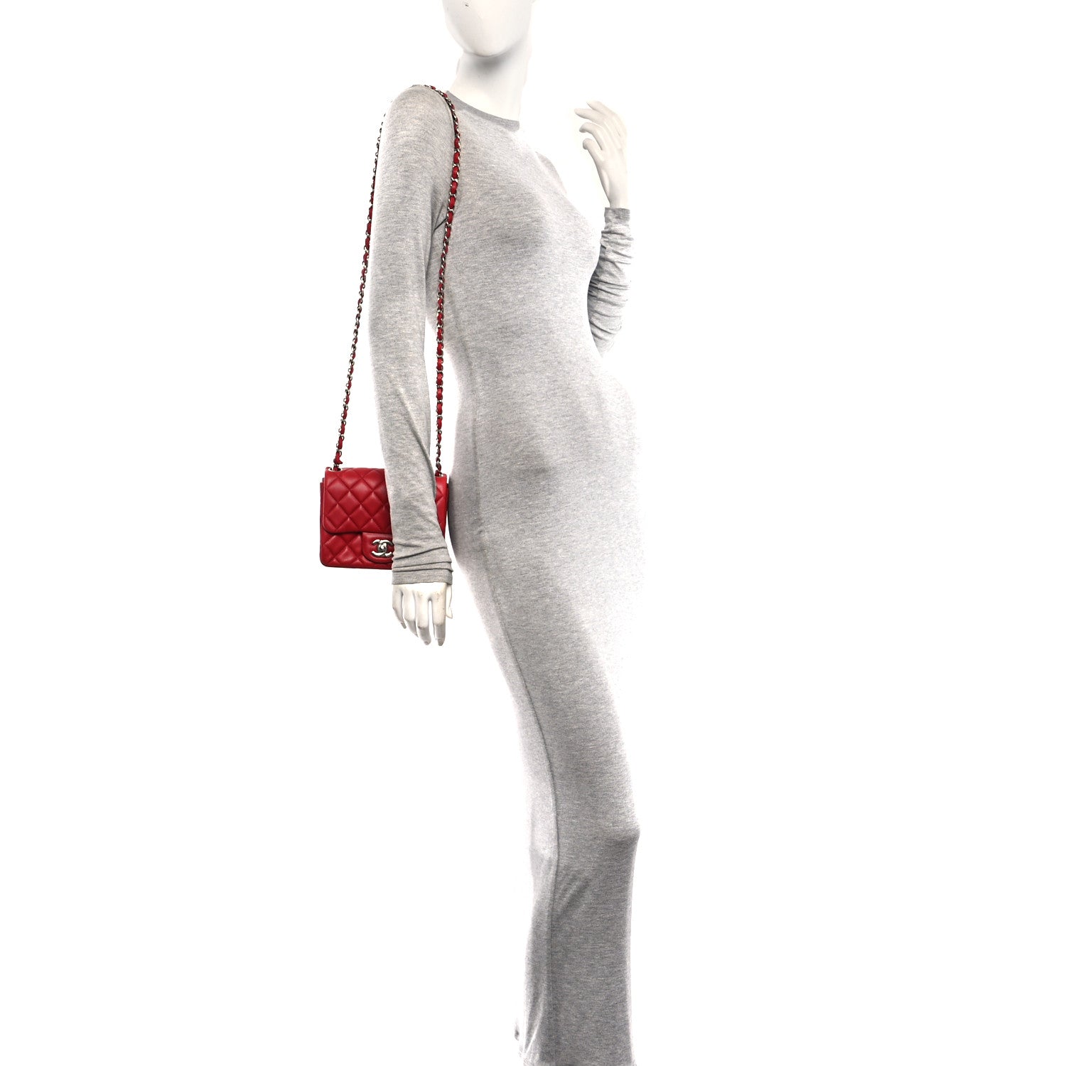 Chanel Lambskin Quilted Mini Square Flap Red 2 of 10