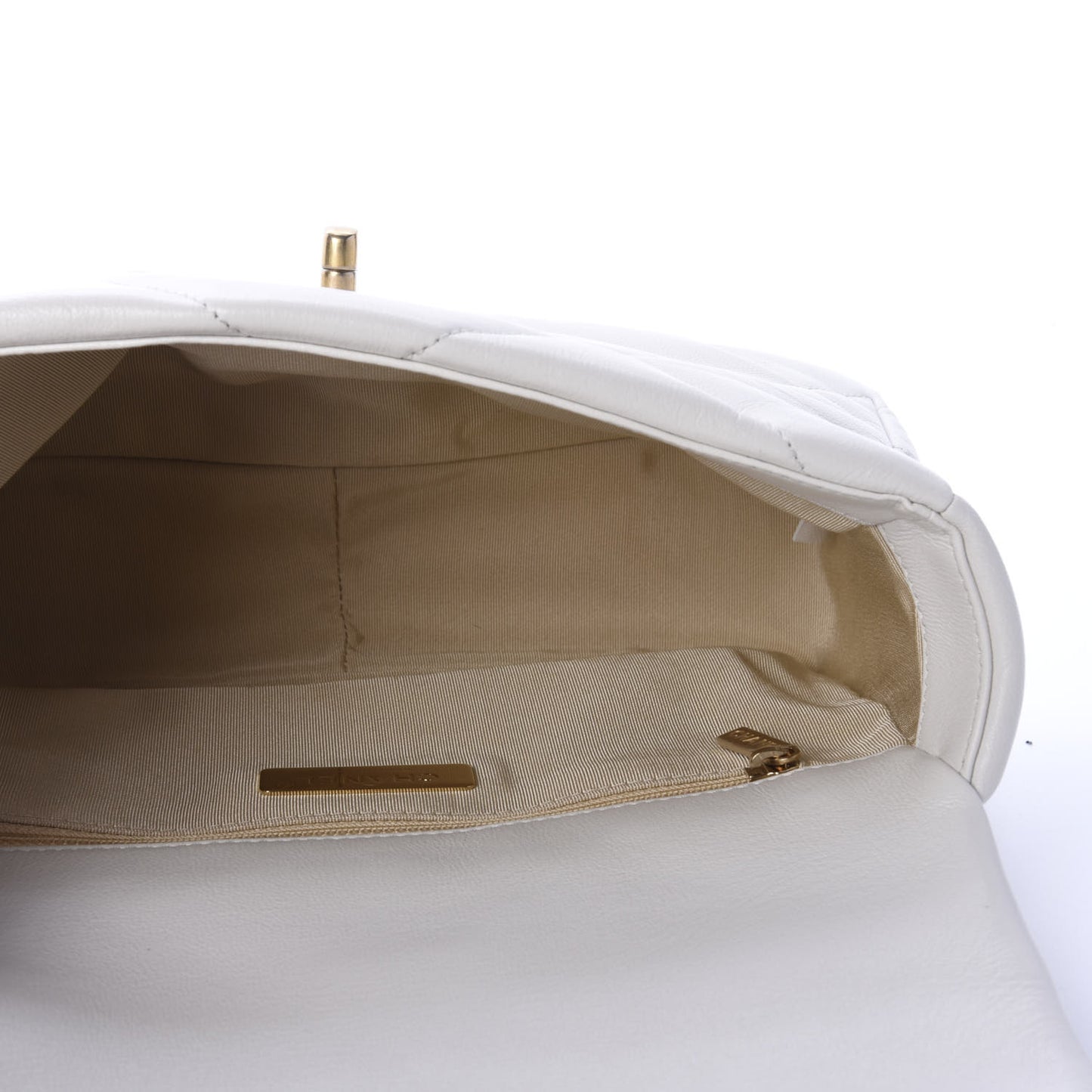 Goatskin Quilted Medium 19 Flap White