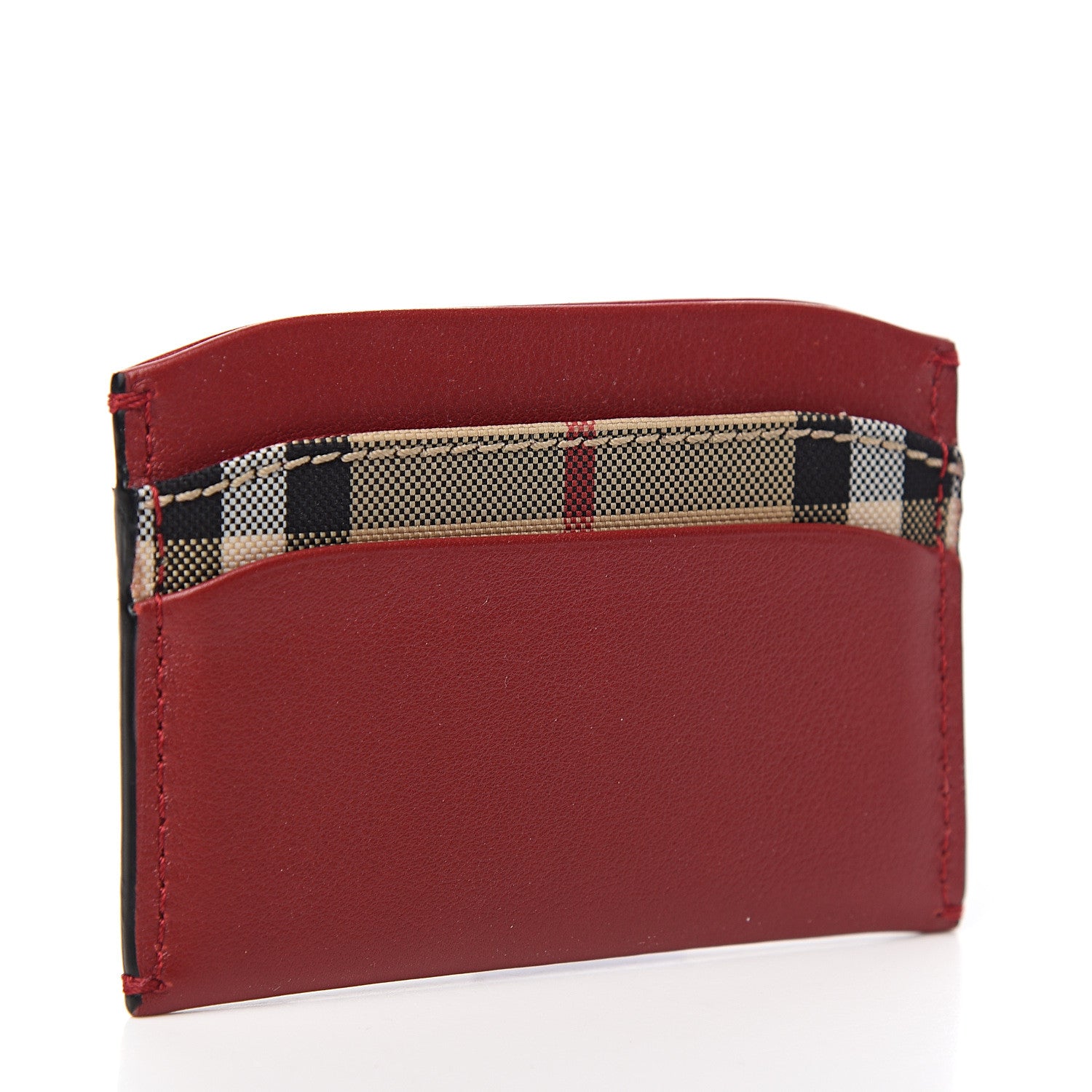 Burberry Calfskin Horseferry Check Izzy Card Case Red 2 of 7
