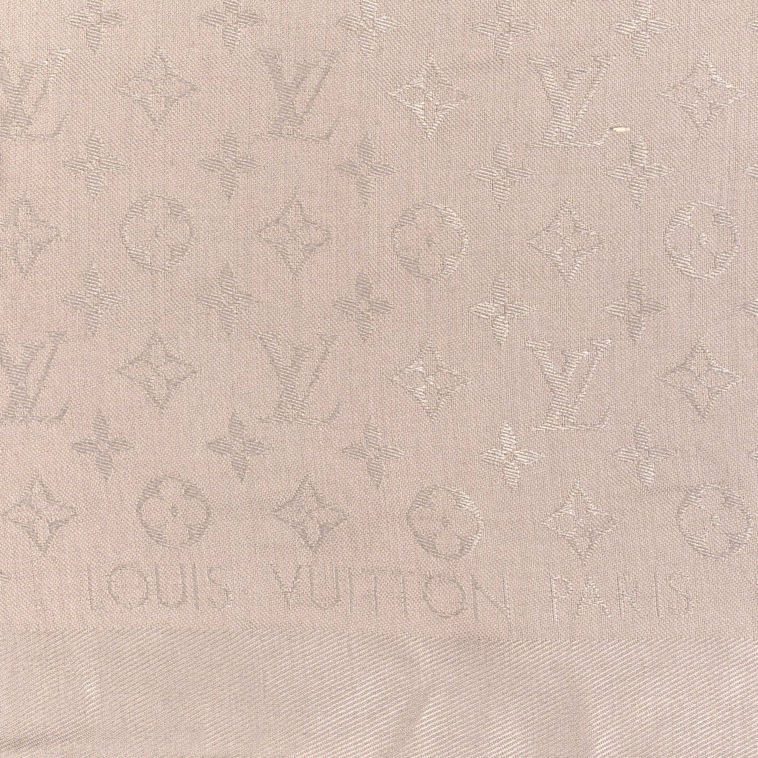 Louis Vuitton Silk Wool Monogram Shawl Greige 2 of 3
