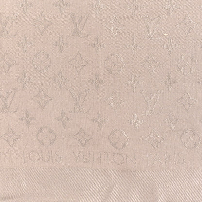 Louis Vuitton Silk Wool Monogram Shawl Greige 2 of 3