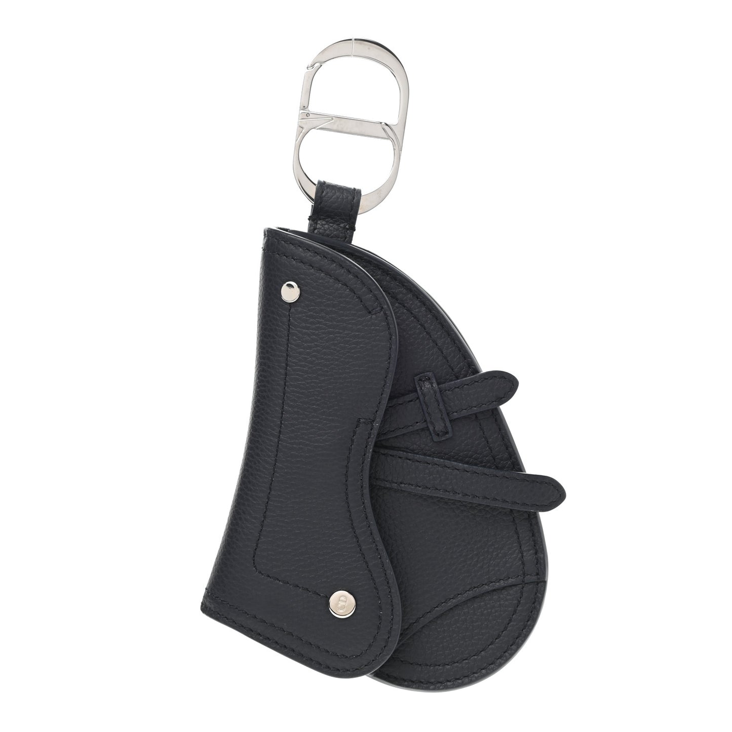 Grained Calfskin Saddle Mini Key Ring Navy Blue